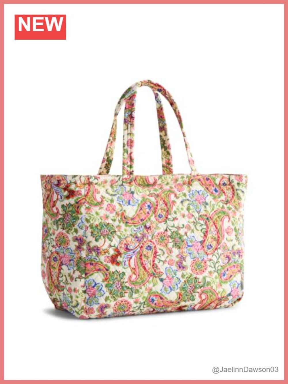 Vera Bradley Women's Premium Cotton Knollton Travel Tote Bag, Zip Laptop Pocket